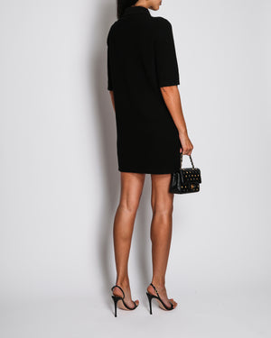 Chanel 23/P Black Short Sleeve Midi Dress with Pearl CC Pocket Detail Size FR 36 (UK 8)