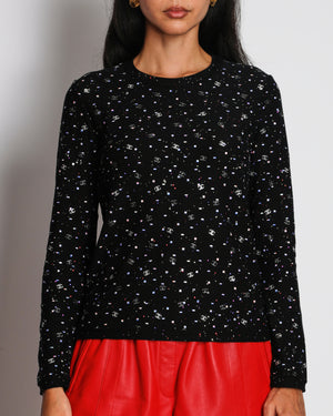Chanel 20/S Black Sequin CC Logo Long Sleeve Top Size FR 36 (UK 8)
