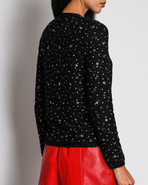 Chanel 20/S Black Sequin CC Logo Long Sleeve Top Size FR 36 (UK 8)