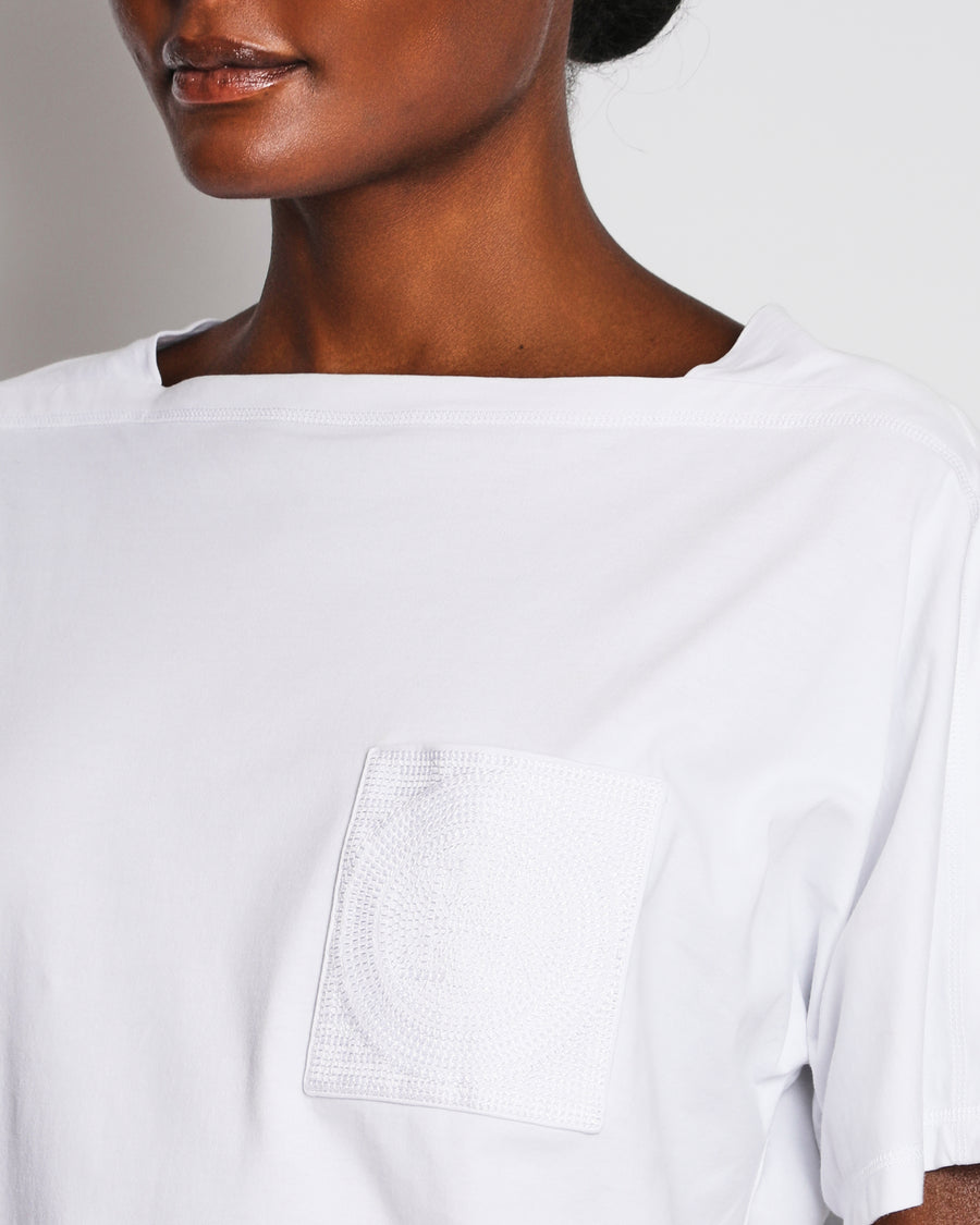 Hermès White Embroidered Pocket Detail T-Shirt Size FR 38 (UK 10)
