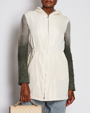 Loro Piana Beige Sleeveless Hooded Gilet with Leather Trim Detail Size IT 40 (UK 8)
