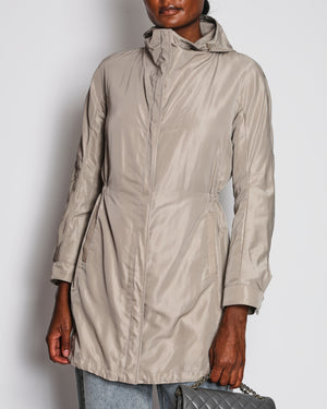 Loro Piana Grey Hooded Rain Coat Size IT 40 (UK 8)