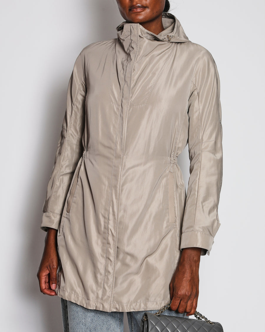 Loro Piana Grey Hooded Rain Coat Size IT 40 (UK 8)