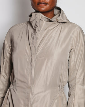Loro Piana Grey Hooded Rain Coat Size IT 40 (UK 8)
