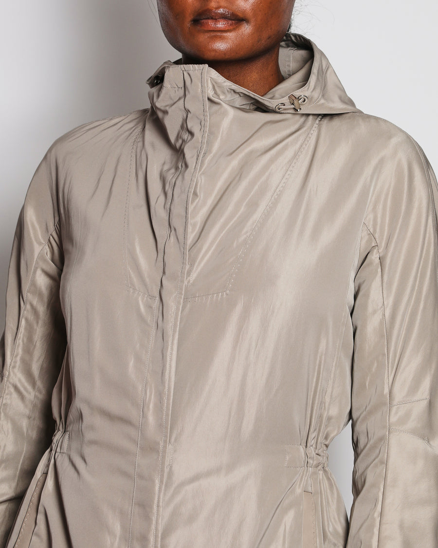 Loro Piana Grey Hooded Rain Coat Size IT 40 (UK 8)
