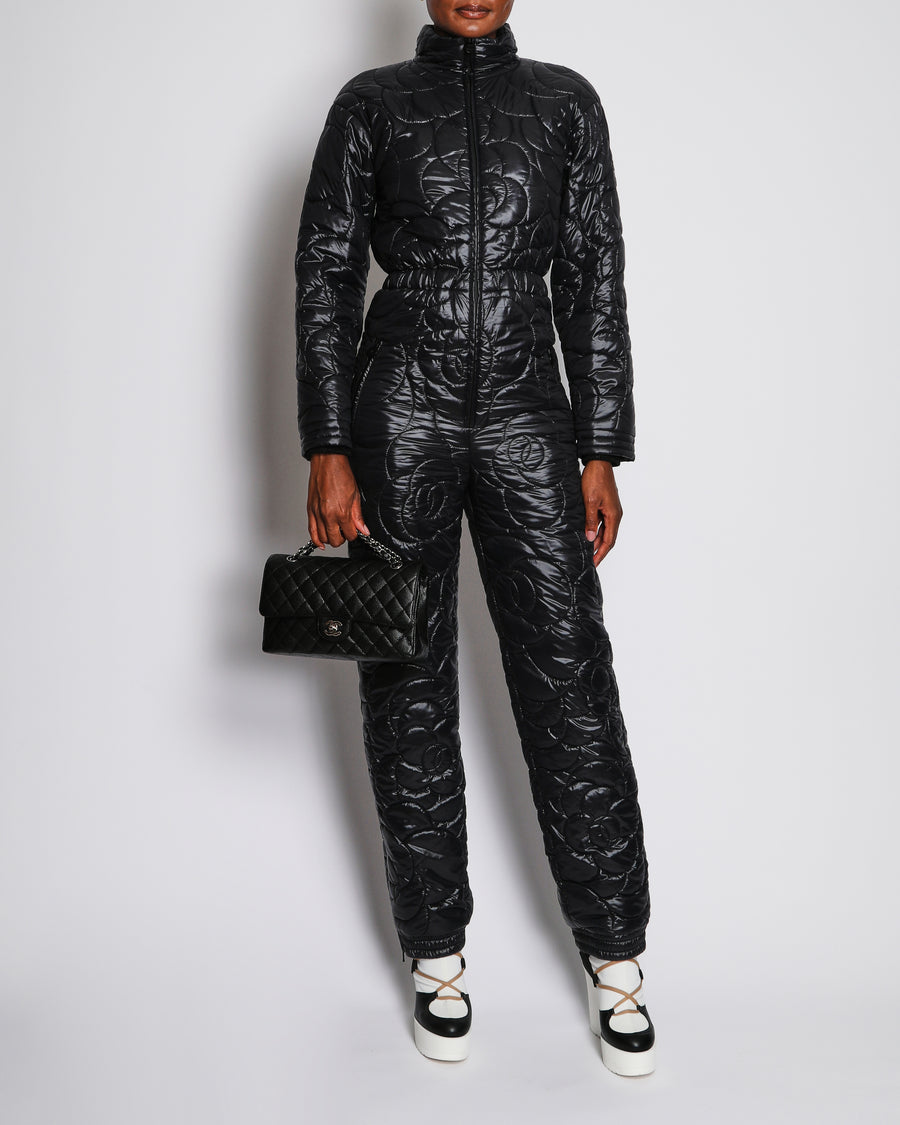 Chanel Black Coco Neige Quilted One-Piece Ski Suit Size FR 38 (UK 10)