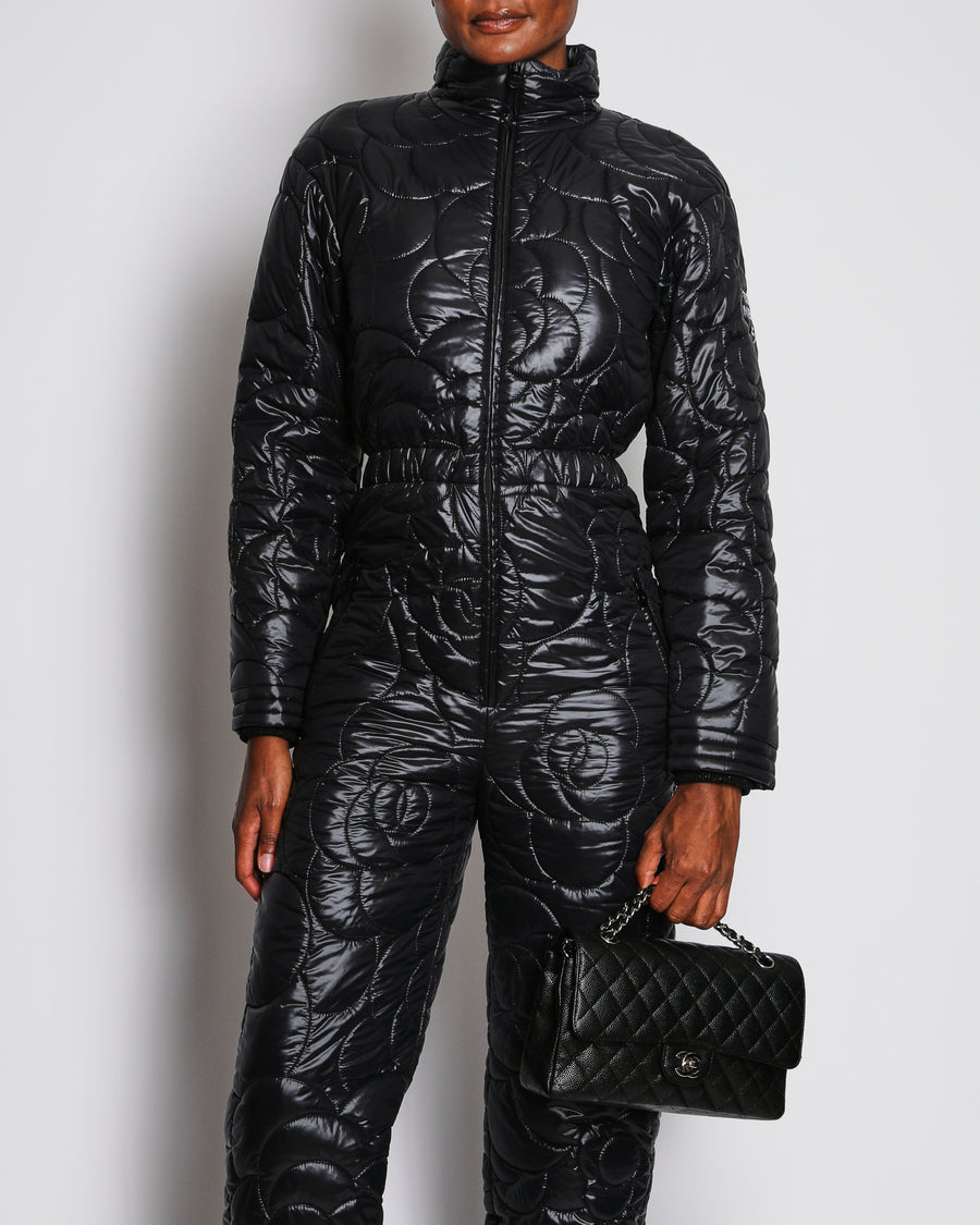 Chanel Black Coco Neige Quilted One-Piece Ski Suit Size FR 38 (UK 10)