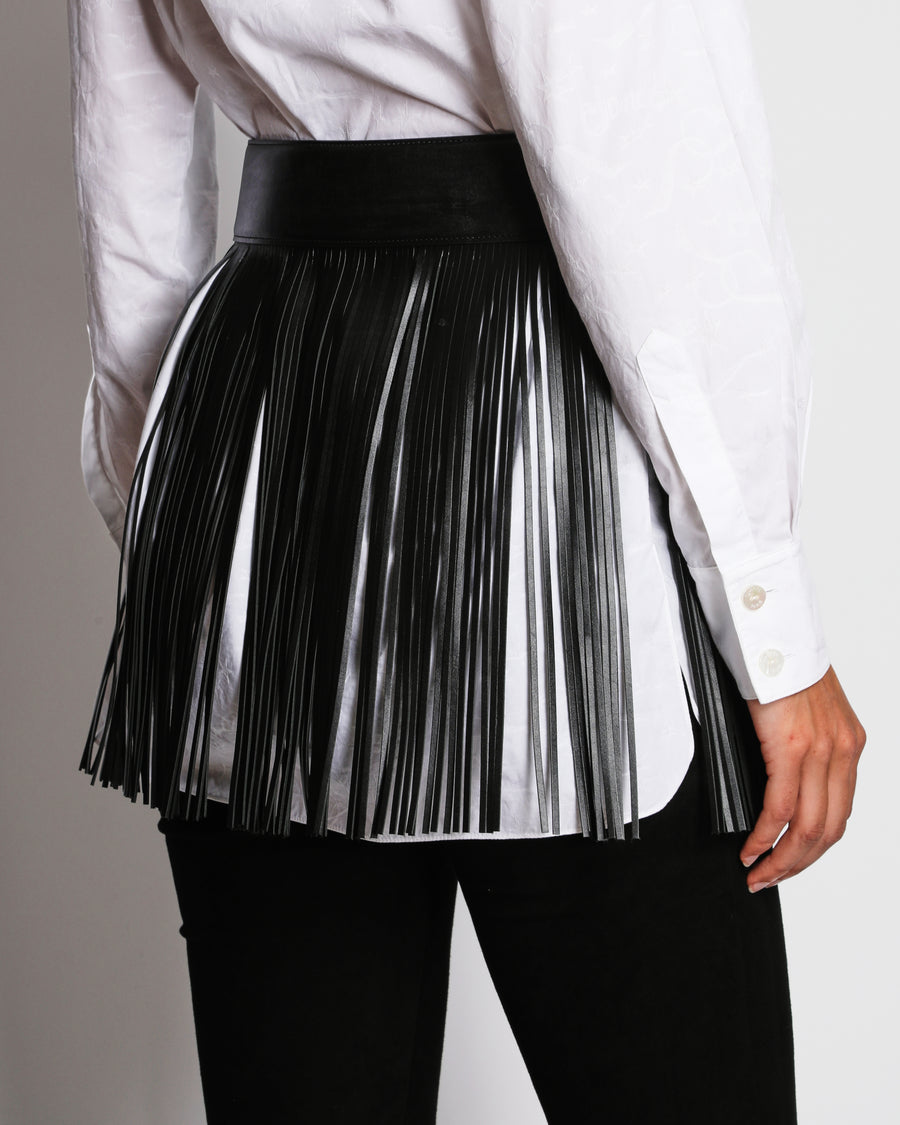 Alaia Black Fringed Belt with Buckle Detail Size 70cm