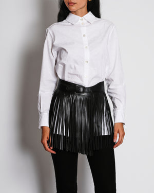 Alaia Black Fringed Belt with Buckle Detail Size 70cm