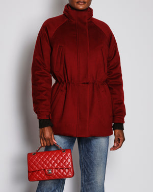 Loro Piana Burgundy Storm System Cashmere Parker Jacket Size IT 42 (UK 10)