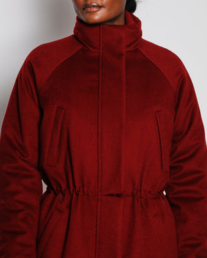 Loro Piana Burgundy Storm System Cashmere Parker Jacket Size IT 42 (UK 10)