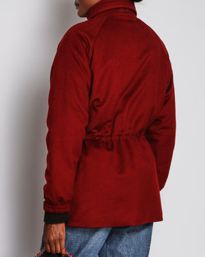 Loro Piana Burgundy Storm System Cashmere Parker Jacket Size IT 42 (UK 10)