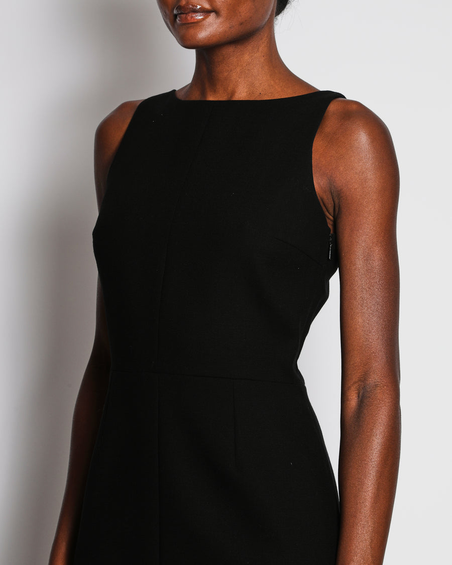 Saint Laurent Black Sleeveless Asymmetric Sleeveless Midi Dress Size FR 38 (UK 10)