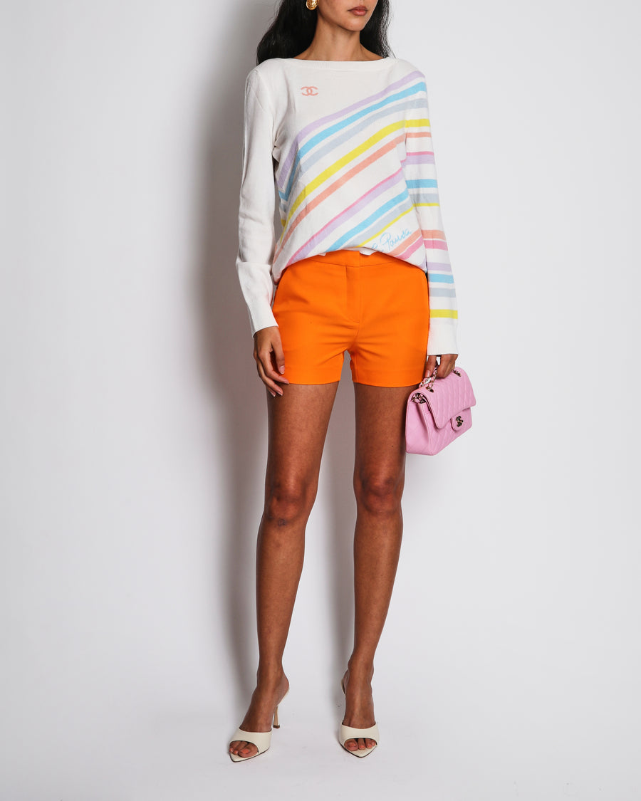 Christian Dior Orange Mid-Rise Shorts with Pocket Detail Size FR 36 (UK 8)