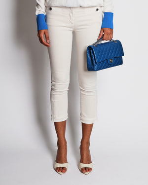 Chanel Beige High-Rise Cropped Skinny Jeans with Pocket and CC Button Detail Size FR 34 (UK 6)