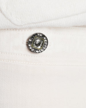 Chanel Beige High-Rise Cropped Skinny Jeans with Pocket and CC Button Detail Size FR 34 (UK 6)