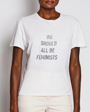 Christian Dior White 'We Should All Be Feminists' T-Shirt Size FR 38 (UK 10)