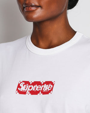 Louis Vuitton X Supreme White Box Logo Monogram T-Shirt Size S (UK 8)