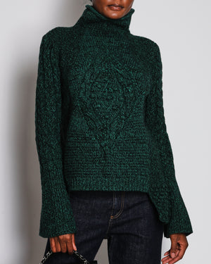 Alexander McQueen Emerald Green High-Neck Asymmetric Jumper Size L (UK 12)