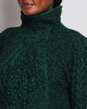 Alexander McQueen Emerald Green High-Neck Asymmetric Jumper Size L (UK 12)