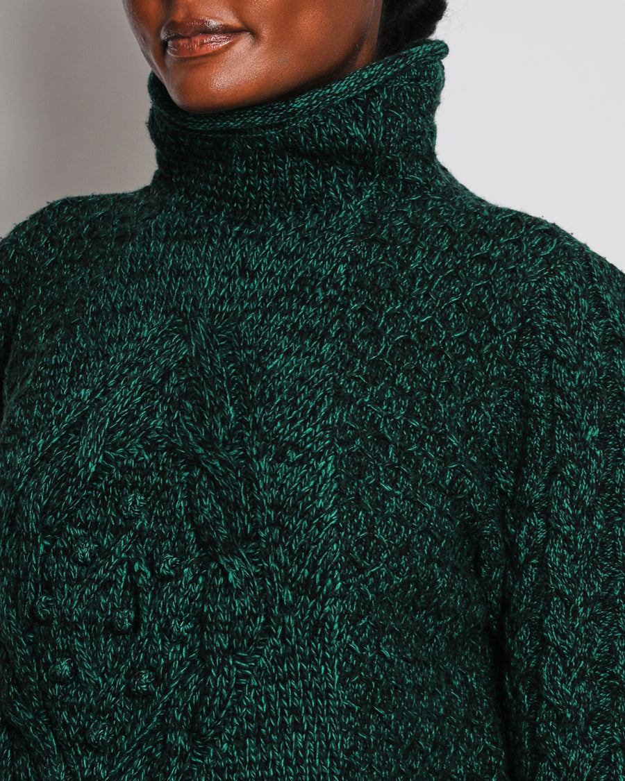 Alexander McQueen Emerald Green High-Neck Asymmetric Jumper Size L (UK 12)