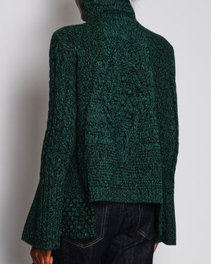 Alexander McQueen Emerald Green High-Neck Asymmetric Jumper Size L (UK 12)