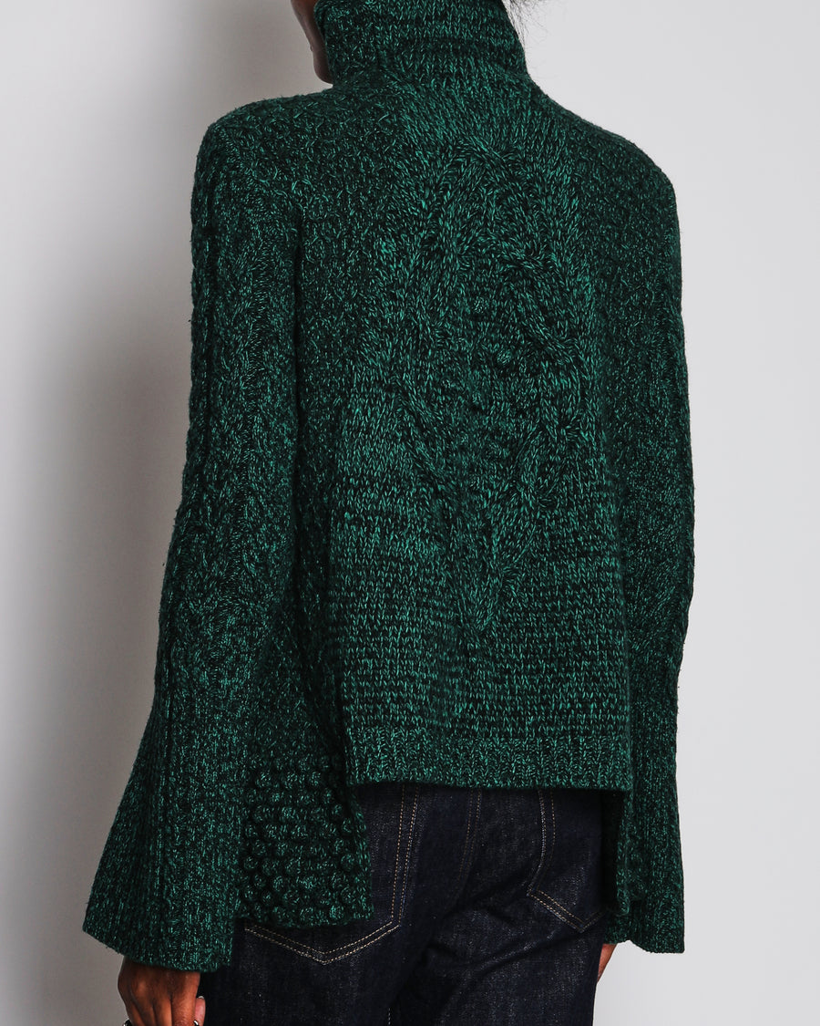 Alexander McQueen Emerald Green High-Neck Asymmetric Jumper Size L (UK 12)