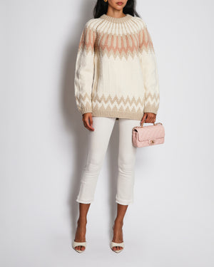 Chloe Beige Cable Knit Long Line Jumper Size S (UK 8)