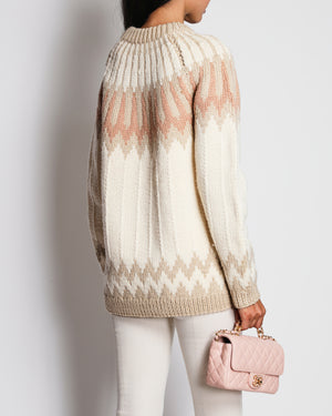Chloe Beige Cable Knit Long Line Jumper Size S (UK 8)