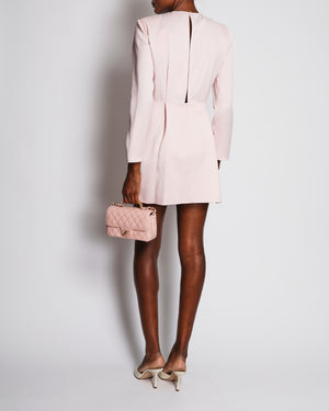 Magda Butrym Pink Long Sleeve Mini Dress with Rose Applique Detail Size FR 38 (UK 10)