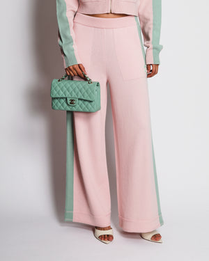 Chanel 24/C Pink and Pastel Green Cashmere Two-Piece Tracksuit Size FR 36/38 (UK 8/10)