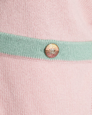 Chanel 24/C Pink and Pastel Green Cashmere Two-Piece Tracksuit Size FR 36/38 (UK 8/10)