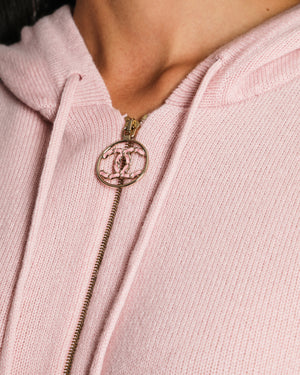Chanel 24/C Pink and Pastel Green Cashmere Two-Piece Tracksuit Size FR 36/38 (UK 8/10)