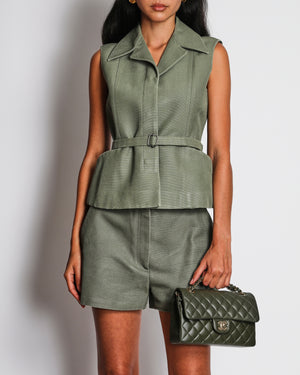 Christian Dior Khaki Sleeveless Vest with Matching Short Set Size FR 38 (UK 10)