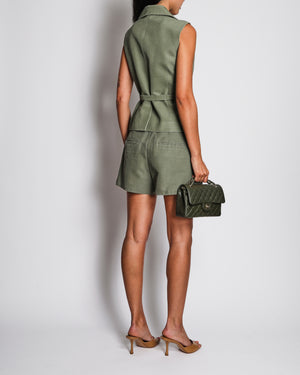 Christian Dior Khaki Sleeveless Vest with Matching Short Set Size FR 38 (UK 10)