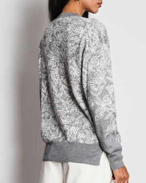 Hermès Grey "Jungle Love" Long Sleeve Cashmere Jumper Size FR 36 (UK 8)