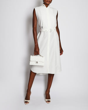 Christian Dior White Sleeveless Shirt Dress with CD Logo and Belt Detail Size FR 38 (UK 10)