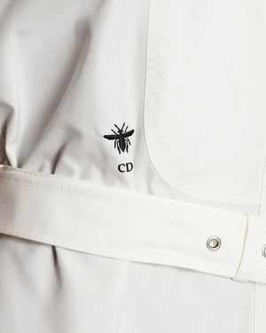 Christian Dior White Sleeveless Shirt Dress with CD Logo and Belt Detail Size FR 38 (UK 10)