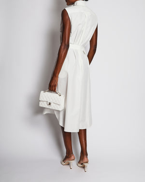 Christian Dior White Sleeveless Shirt Dress with CD Logo and Belt Detail Size FR 38 (UK 10)