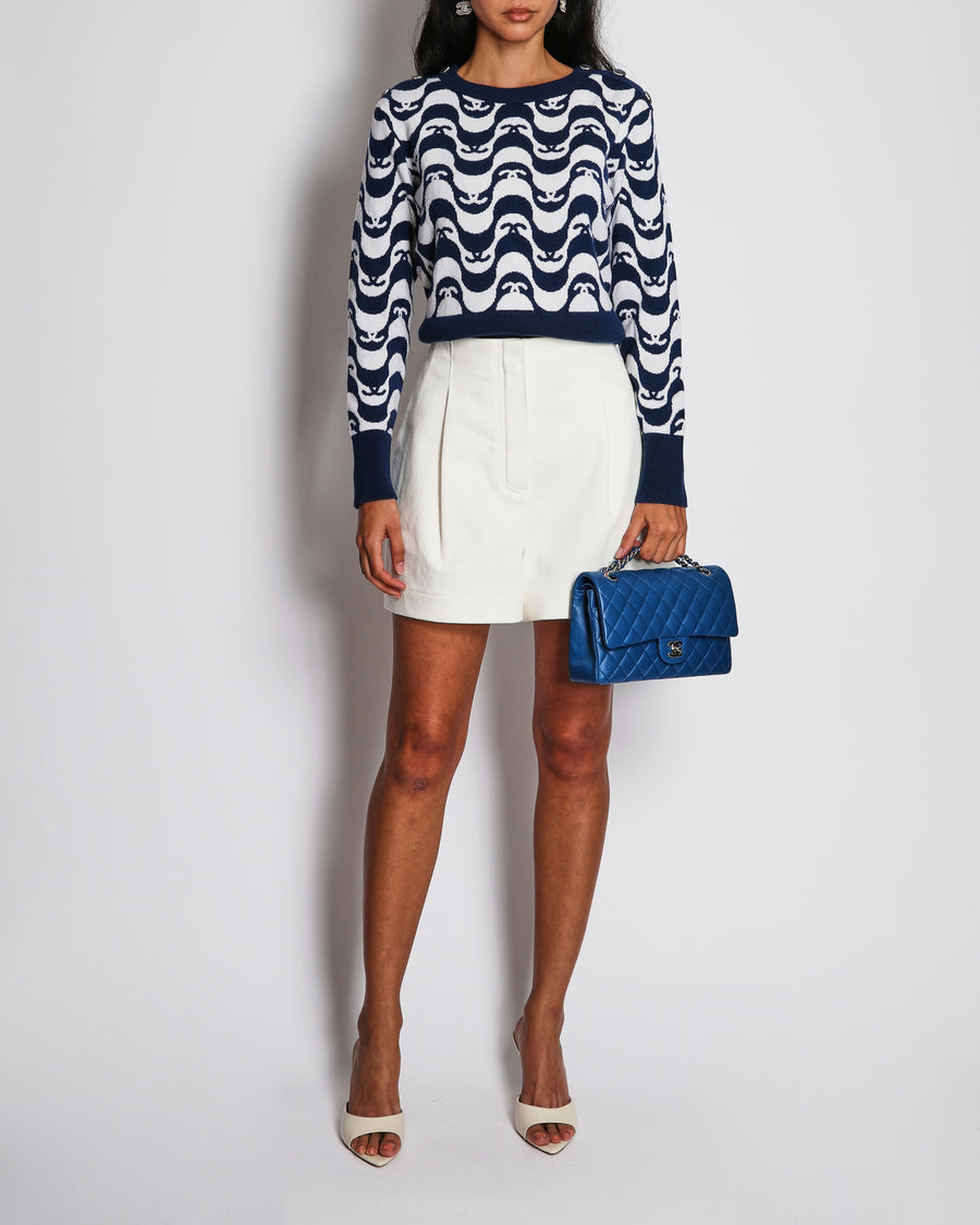 Fendi Ivory High-Waist Pleated Shorts with Logo and Pocket Detail Size IT 42 (UK 10)