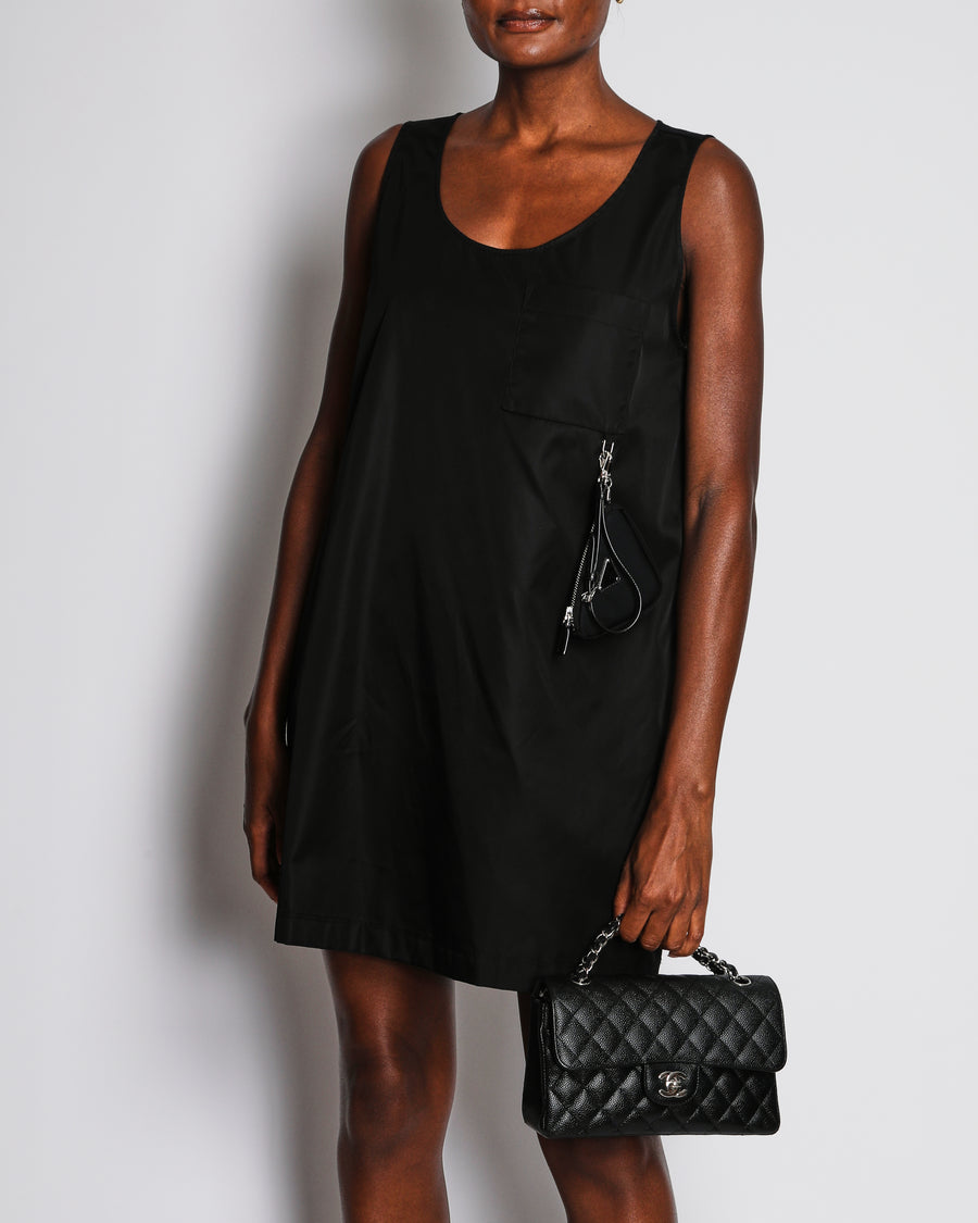 Prada Black A-Line Re-Nylon Dress With Detachable Triangle Pouch Details Size IT 38 (UK 6)