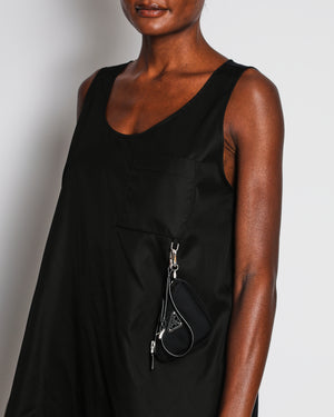 Prada Black A-Line Re-Nylon Dress With Detachable Triangle Pouch Details Size IT 38 (UK 6)