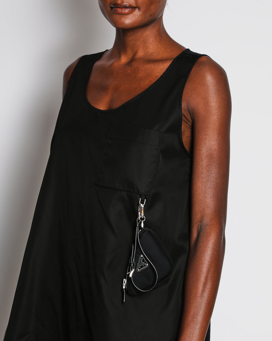 Prada Black A-Line Re-Nylon Dress With Detachable Triangle Pouch Details Size IT 38 (UK 6)