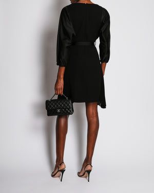 Prada Black Midi Dress With Pleats Details, Belt and Re-Nylon Sleeves Details Size IT 40 (UK 8)