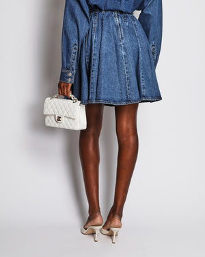 *SHOOT MS* Alaia Blue Denim Aline Skirt with Zip Pocket Detail Size FR 38 (UK 10)