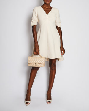 Christian Dior White Short Sleeve Midi Dress with Rouged Detail Size FR 40 (UK 12)