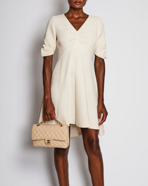Christian Dior White Short Sleeve Midi Dress with Rouged Detail Size FR 40 (UK 12)