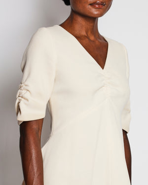 Christian Dior White Short Sleeve Midi Dress with Rouged Detail Size FR 40 (UK 12)