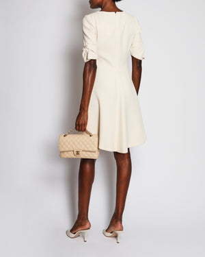 Christian Dior White Short Sleeve Midi Dress with Rouged Detail Size FR 40 (UK 12)