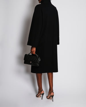 Chanel Black Wool Long Single Breasted Coat Size FR 40 (UK 12)